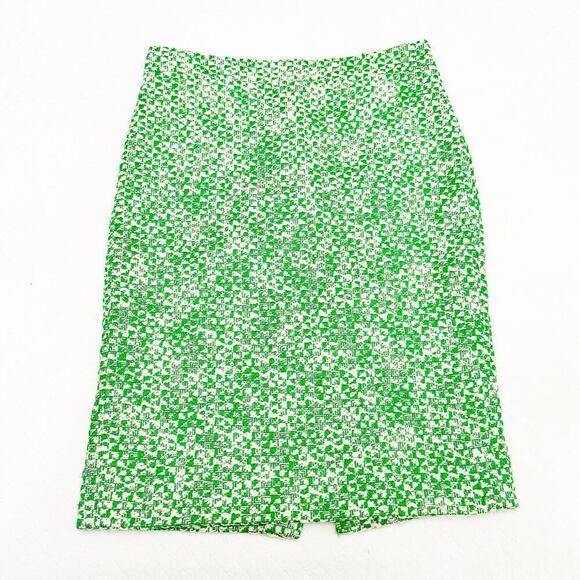 J. Crew No. 2 Pencil Green Tweed Woven Straight Skirt Mint Size 2 - Picture 1 of 7